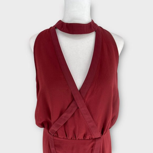 Keepsake The Label Curious Sheer Cocktail Dress Halter Red Sleeveless Wrap XL - Picture 4 of 15